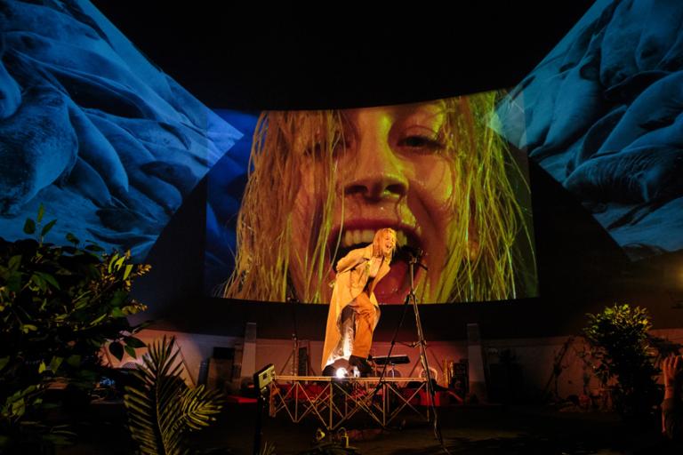 Whitney Vangrin performing Tangerine Blue at MoMA PS1, Queens, New York, 2016, photo by Walter Wlodarczyk